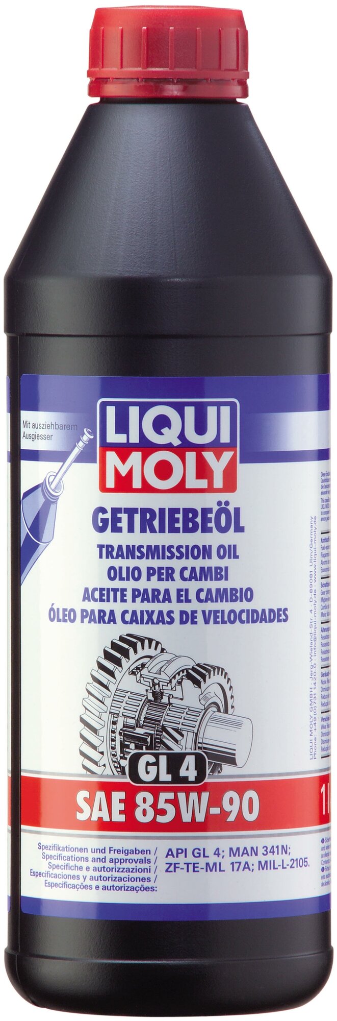 LIQUI MOLY 1030 Минеральное трансмиссионное масло Getrieb. 85W-90 GL-4 1л