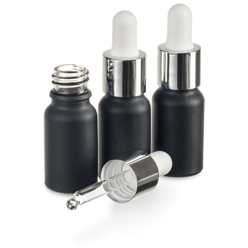 Флакон 10 мл стеклянный с крышкой с пипеткой. Набор 3 штуки.