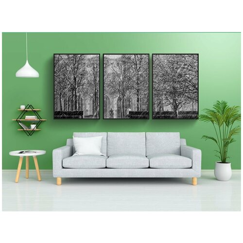 фото Набор модулных постеров для интерьера "идет снег, погода, зима" 60x90 см. в тубусе, без рамки lotsprints