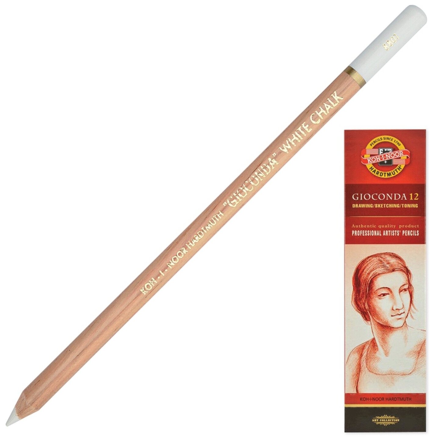 Карандаш меловой KOH-I-NOOR, 1 шт., Gioconda, белый, 8801001001KS, (12 шт.)