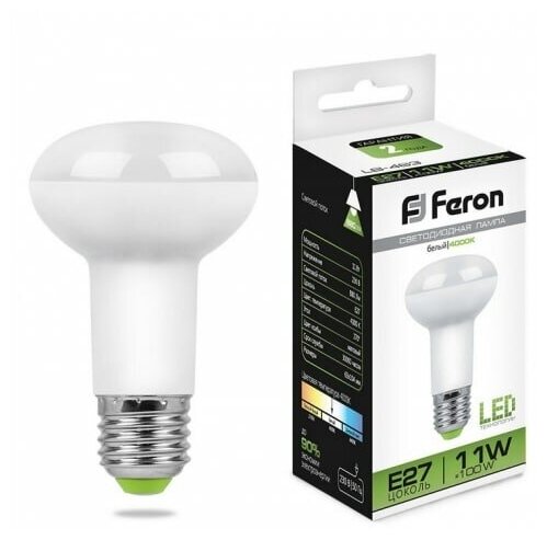 Лампа светодиодная LED зеркальная 11вт Е27 R63 белый (LB-463) | код 25511 | FERON (5шт.в упак.)