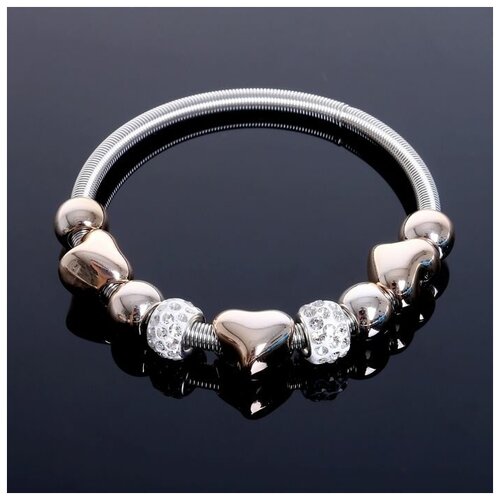 фото Браслет queen fair, стразы, диаметр 6.5 см, белый