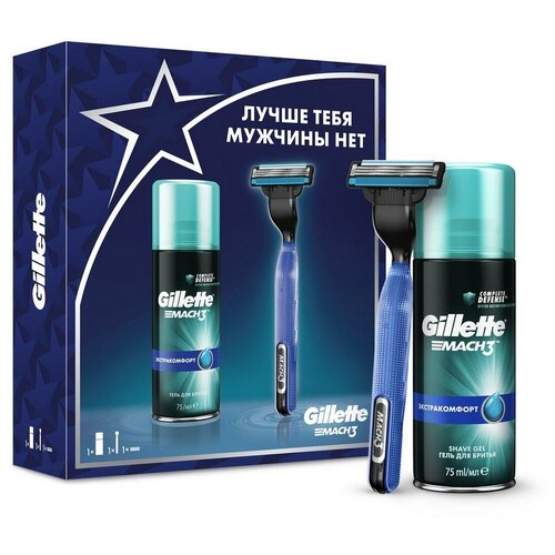 фото Подарочный набор gillette mach3 start с гелем для бритья gillette mach3