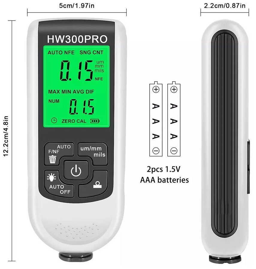 Толщиномер ЛКП в микронах "АвтобеcтGN301" (HW300pro) для автомобиля лакокрасочных покрытий - фотография № 4