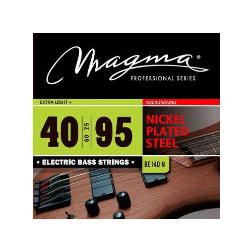 Струны для бас-гитары Magma Strings BE140N, Серия: Nickel Plated Steel, Калибр: 40-60-75-95, Обмотка: круглая, никелированая сталь