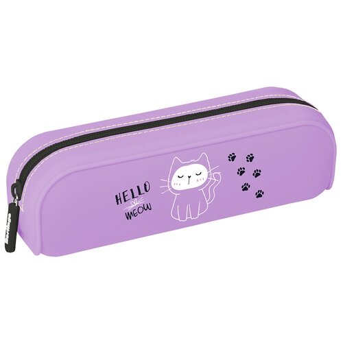 Berlingo Пенал Hello meow PM09021, фиолетовый пенал на молнии мягкий hello england