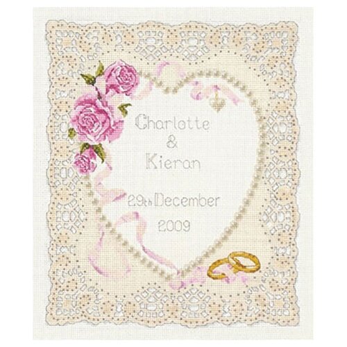 набор для вышивания anchor birth sampler 15 20см mez psc506 * Набор для вышивания Anchor Floral Heart Wedding Sampler 24*20см, MEZ, ACS05