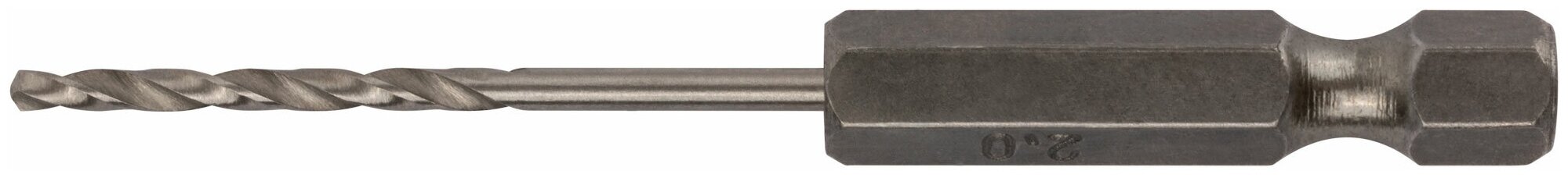 Сверло HSS по металлу, полированное, U-хвостовик под биту, инд. упаковка 2,0 мм