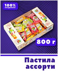 Пастила фруктовая без сахара, Ассорти 800 грамм, натуральная яблочная, постная, VegaGreen