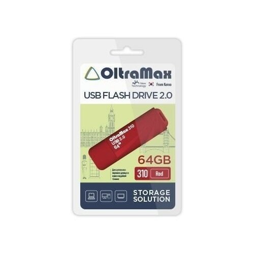 USB флэш-накопитель OLTRAMAX OM-64GB-310-Red 1255158 usb флэш накопитель oltramax om 32gb 310 red