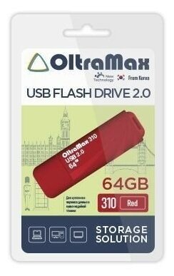 USB Flash накопитель 64Gb OltraMax 310 Red (OM-64GB-310-Red)