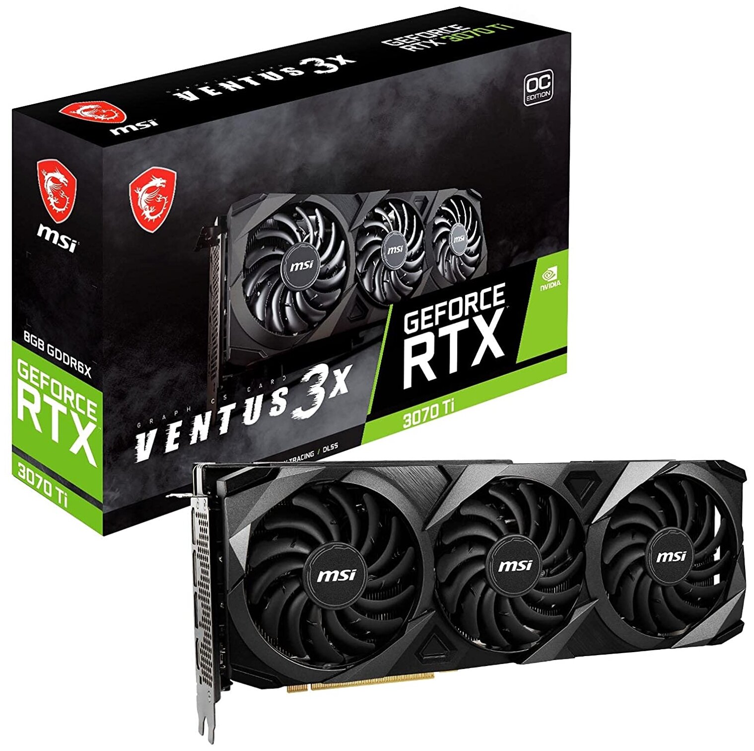 Видеокарта MSI NVIDIA GeForce RTX 3070TI , RTX 3070 Ti VENTUS 3X 8G OC, 8ГБ, GDDR6, OC, Ret [602-v505-04s] - фото №2