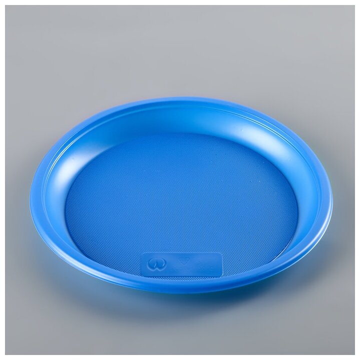 Тарелки одноразовые, d= 21 см, цвет синий, 12 шт/уп - фотография № 1