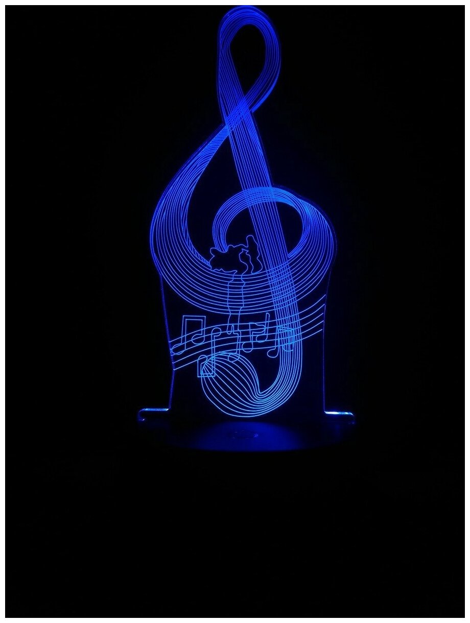 Светодиодный ночник 3Д "Скрипичный ключ" - фотография № 4
