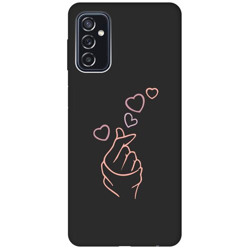 Матовый Soft Touch силиконовый чехол на Samsung Galaxy M52 5G, Самсунг М52 с 3D принтом K-Heart черный матовый soft touch силиконовый чехол на samsung galaxy m52 5g самсунг м52 с 3d принтом cosmocats черный