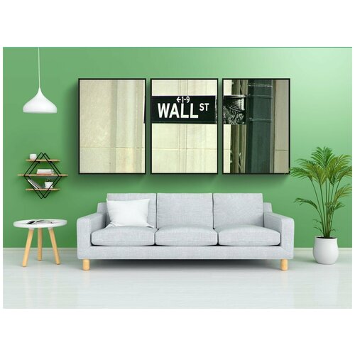 фото Набор модулных постеров для интерьера "уолл-стрит, улица, знак" 60x90 см. в тубусе, без рамки lotsprints