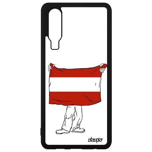 фото Противоударный чехол на телефон // huawei p30 // "флаг австрии с руками" патриот дизайн, utaupia, белый