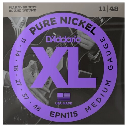 d addario epn21 pure nickel jazz light 12 52 струны для электрогитары никель 12 52 Набор струн D'Addario EPN115, 1 уп.