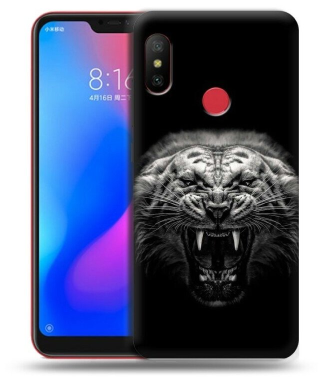 Дизайнерский силиконовый чехол для Сяоми Ми А2 Лайт / Xiaomi Mi A2 Lite Рычащий тигр