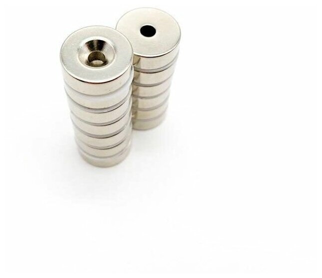Неодимовые магнитные диски 15х5 мм с зенковкой 7/3,5 мм набор 5 шт - фотография № 5