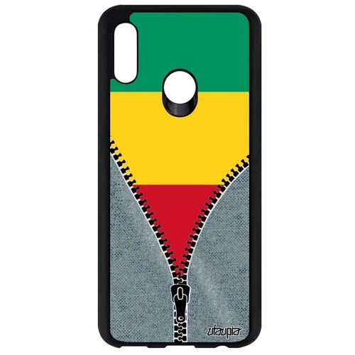 фото Красивый чехол для мобильного // huawei p smart 2019 // "флаг гвинеи на молнии" дизайн стиль, utaupia, серый