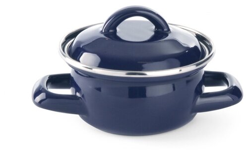 Кастрюля HENDI для супов и соусов с крышкой, эмалированная, синий цвет, объем 0,3 литра, 120x(H)95 мм, 625804