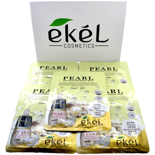 фото Ekel pearl ultra hydrating mask -набор из 5 шт масок тканевых с порошком жемчуга, набор по 25 мл корейская