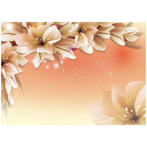 акварельные цветы белый фон виниловые фотообои 211х150 см Магнолия фон - Виниловые фотообои, (211х150 см)