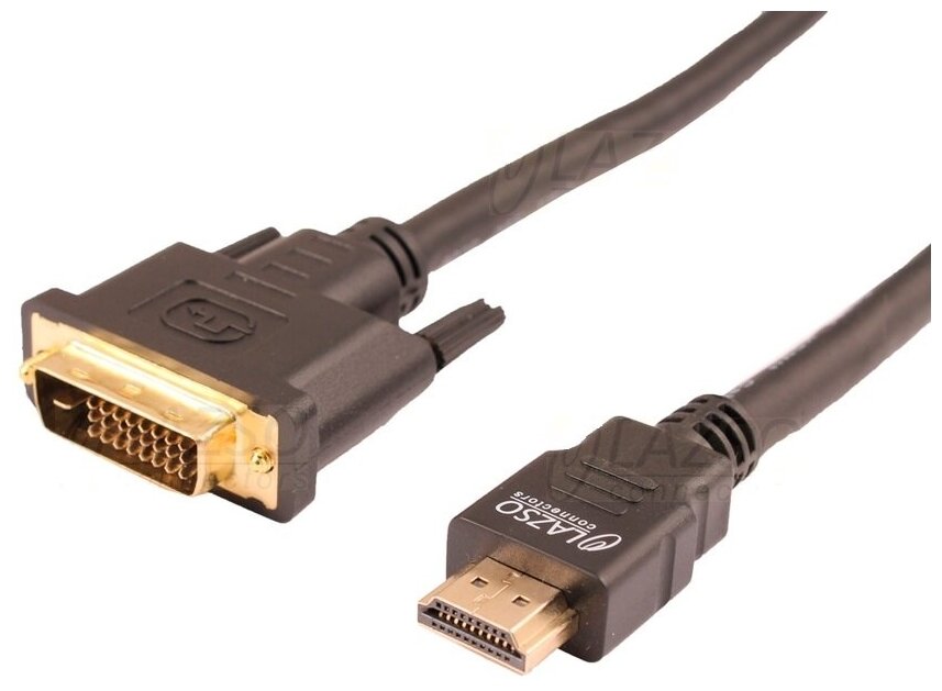 Кабель аудио-видео Lazco WH-141, HDMI (m) - DVI-D(m) , 15м, GOLD, черный [wh-141(15m)]