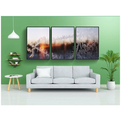 фото Набор модулных постеров для интерьера "зима, снег, фрост" 60x90 см. в тубусе, без рамки lotsprints