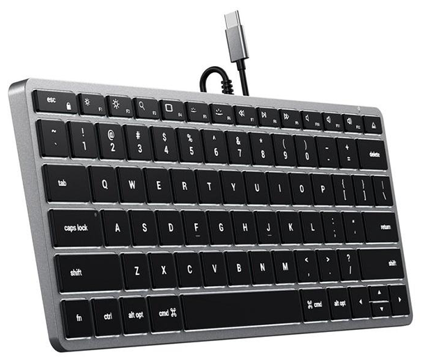 Клавиатура проводная Satechi Slim W1 USB-C Wired Keyboard-RU (ST-UCSW1M-RU), серый