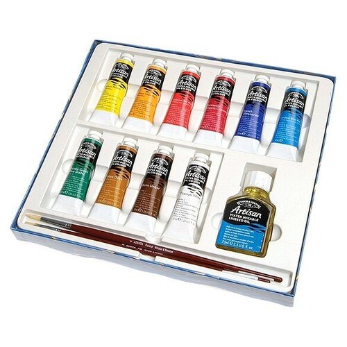 фото Масляные winsor&newton студийный набор красок масляных водорастворимых artisan studio set, 37мл, 10 цветов winsor & newton