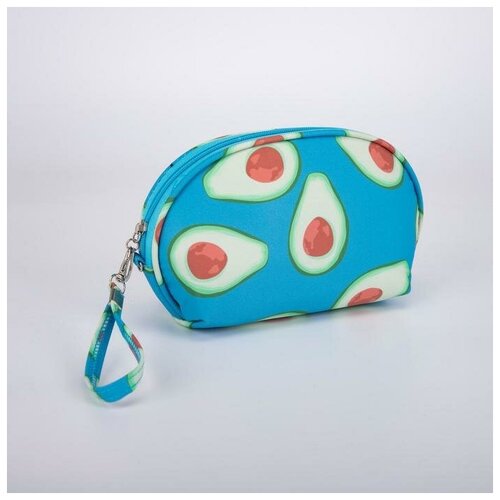 фото Косметичка-сумочка, отдел на молнии, с ручкой, цвет синий, "авокадо" yandex market