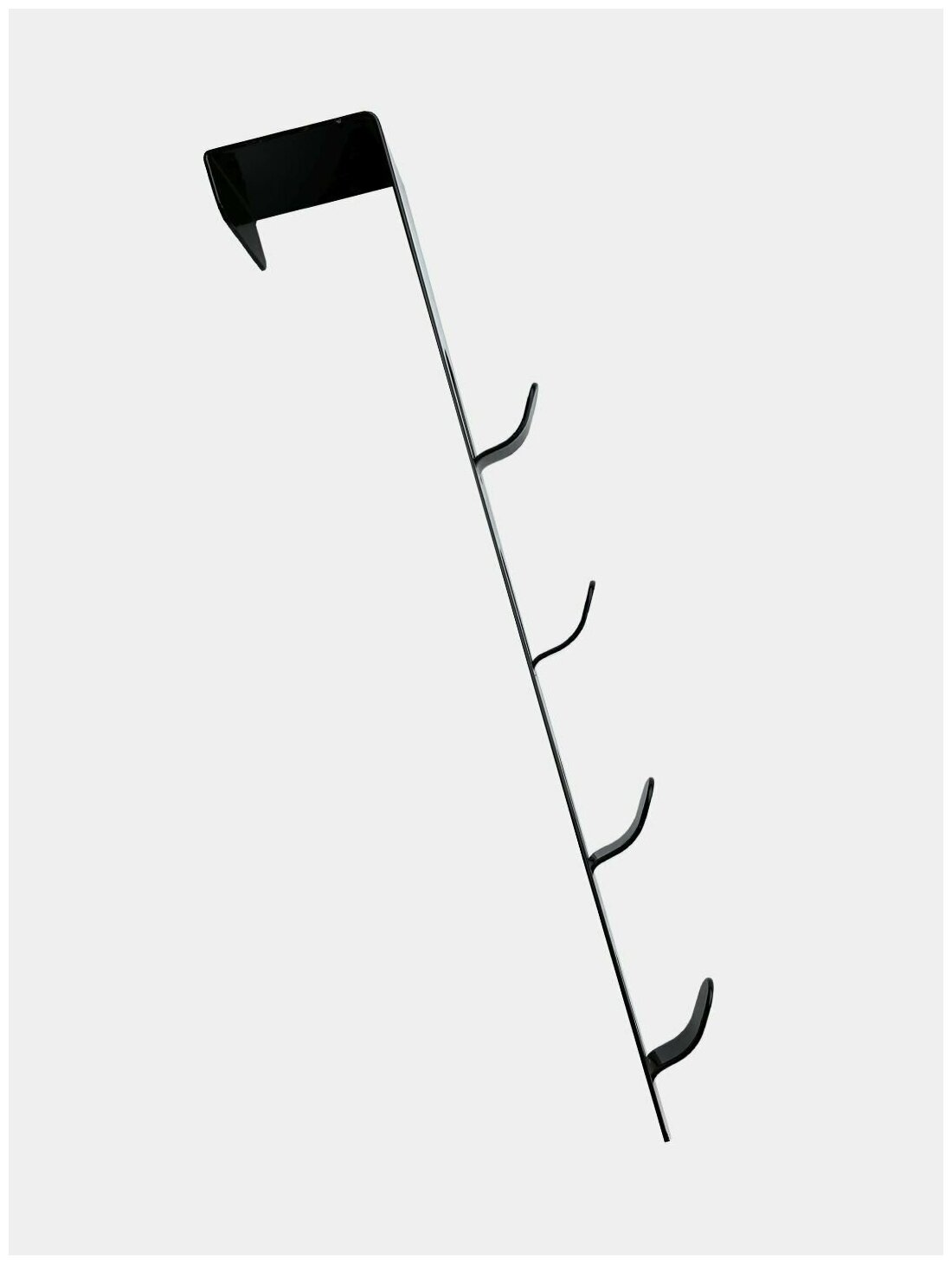 Вешалка надверная металлическая, 4 крючка, 29 см, 1 шт, черная - фотография № 2