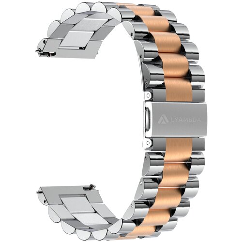 универсальный ремешок из нержавеющей стали для часов 20 mm lyambda keid dsg 05 20 sr silver rose gold Универсальный ремешок из нержавеющей стали для часов 22 mm LYAMBDA KEID DSG-05-22-SR Silver/Rose Gold