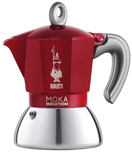 Гейзерная кофеварка Bialetti New Moka Induction, 90 мл, 90 мл, красный