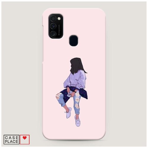 фото Чехол пластиковый samsung galaxy m21 девушка в рваных джинсах case place