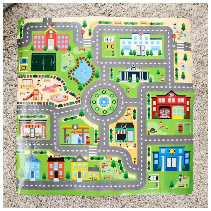 фото ЯиГрушка Коврик развивающий «Город», в рулоне, 92х92х0,3 см
