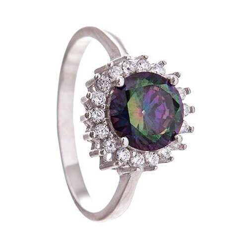 фото Серебряное кольцо 'санни' с мистическим топазом и фианитами серена-сильвер