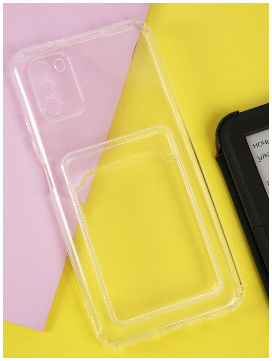 Чехол на Xiaomi Poco M3 с картхолдером прозрачный/силиконовая накладка