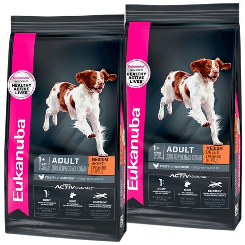 EUKANUBA ADULT MEDIUM BREED для взрослых собак средних пород с птицей (3 + 3 кг) eukanuba adult small breed для взрослых собак маленьких пород с птицей 3 3 кг