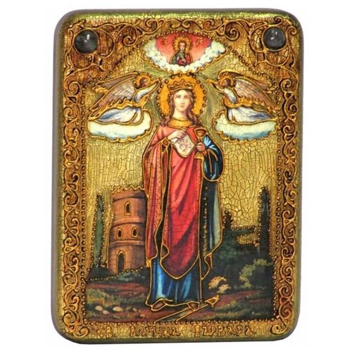 Икона Великомученица Варвара ручной работы, Литография,20 см