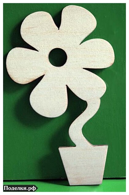 Фигурка деревянная 0002862 Цветок в горшочке 14x8 см цена за 1 шт.