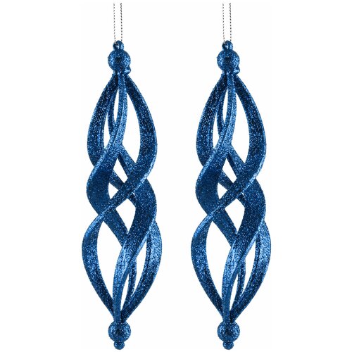 фото Декоративная подвеска todi "спираль" пластик/набор из 2- х штук, цвет: синий (18 см