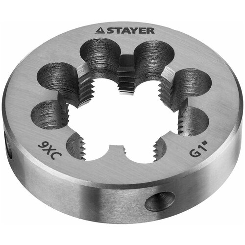 STAYER G 1`` плашка круглая ручная, сталь 9ХС, 28029-1 плашка stayer 28029 3 2