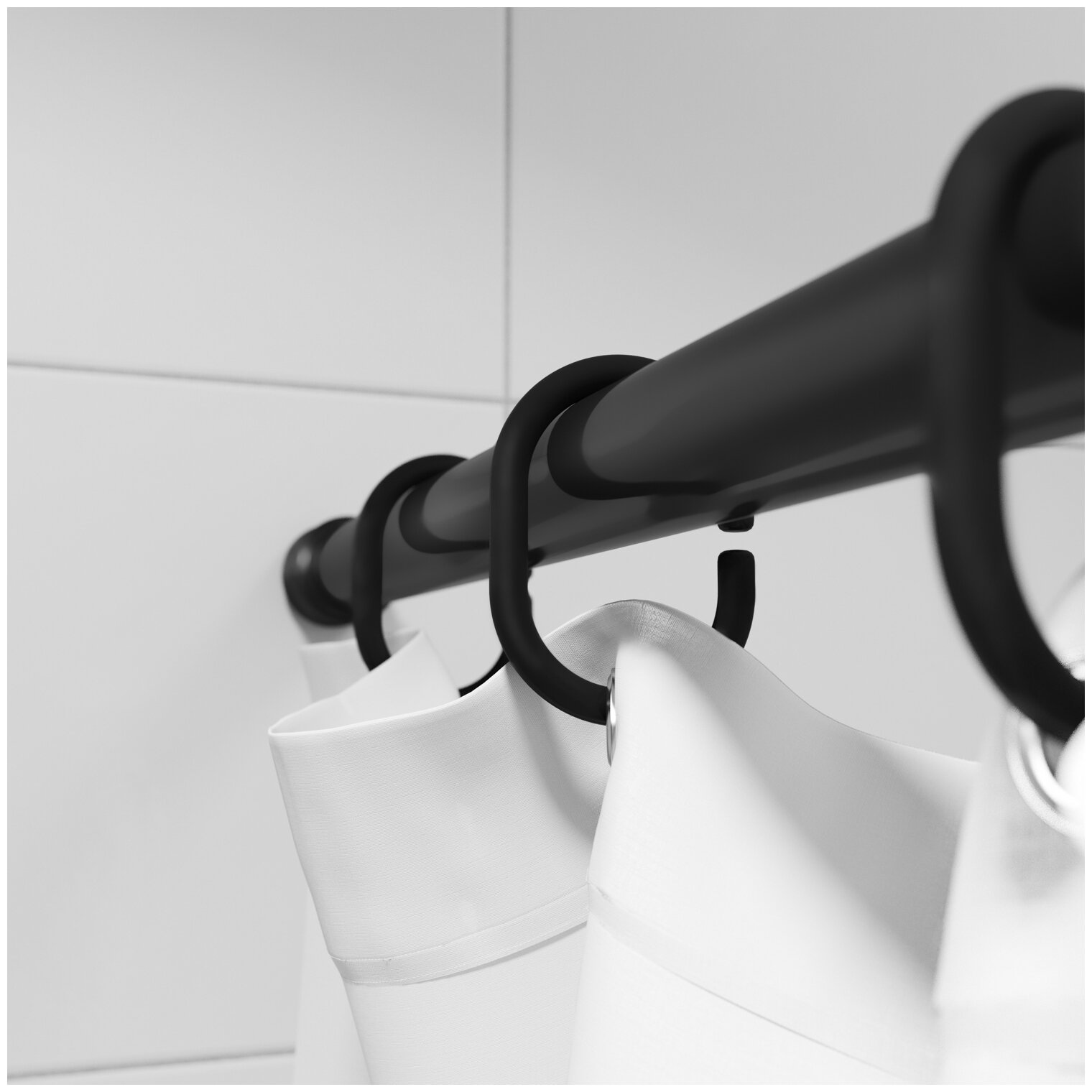 Набор колец для штор в ванную комнату IDDIS Optima Home RID013P 12 шт цвет черный