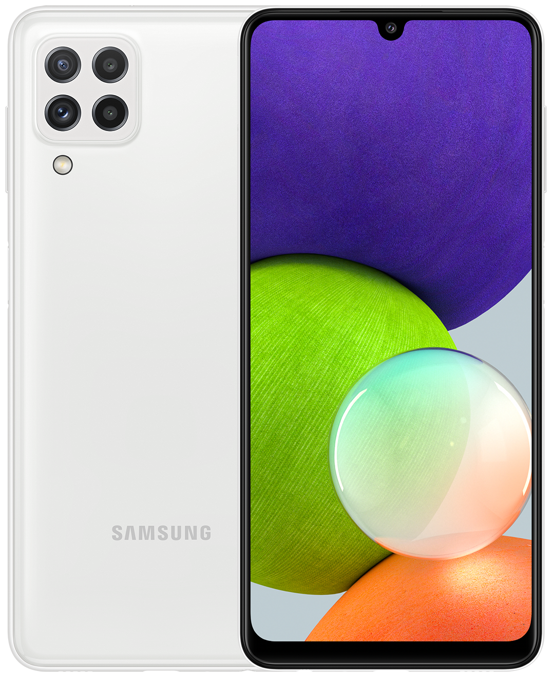 Смартфон Samsung SM-A225F Galaxy A22 64Gb 4Gb белый моноблок 3G 4G 2Sim 6.4" 720x1600 Android 11 48Mpix 802.11 b/g/n/ac NFC G