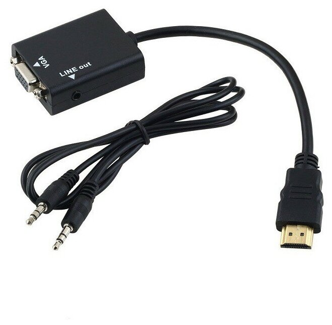 Aдаптер переходник с HDMI на VGA с кабелем AUX Fixtor OT-5168 черный