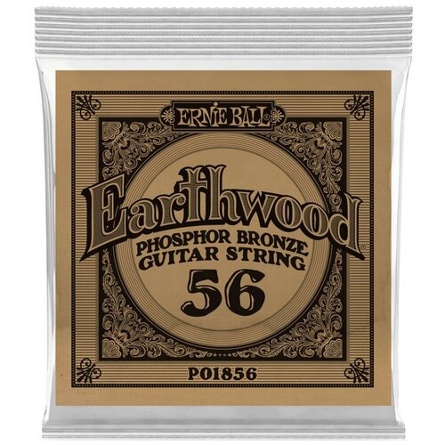 ERNIE BALL 1856 Earthwood Phosphor Bronze .056 Струна одиночная для акустической гитары ernie ball 1844 одиночная струна для акустической гитары earthwood phosphor bronze