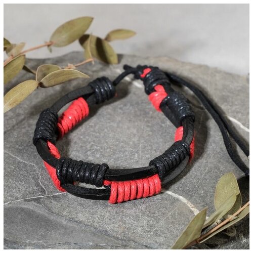 фото Браслет унисекс "сила" плетение, цвет чёрно-красный, d=7 см queen fair
